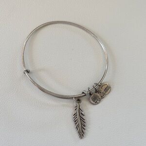 Alex and Ani Silver Feather Charm Bangle Bracelet